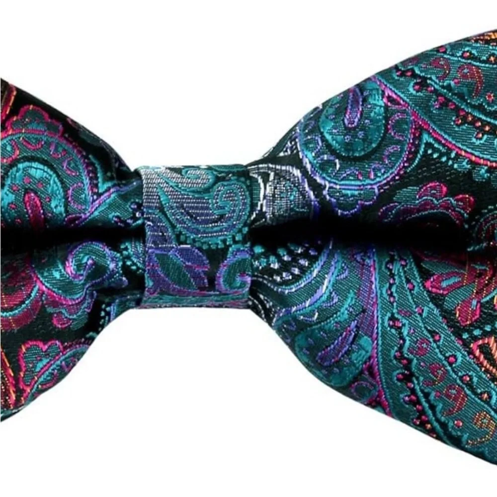 Mens Paisley Bow Tie, Hanky and Cufflinks NEW